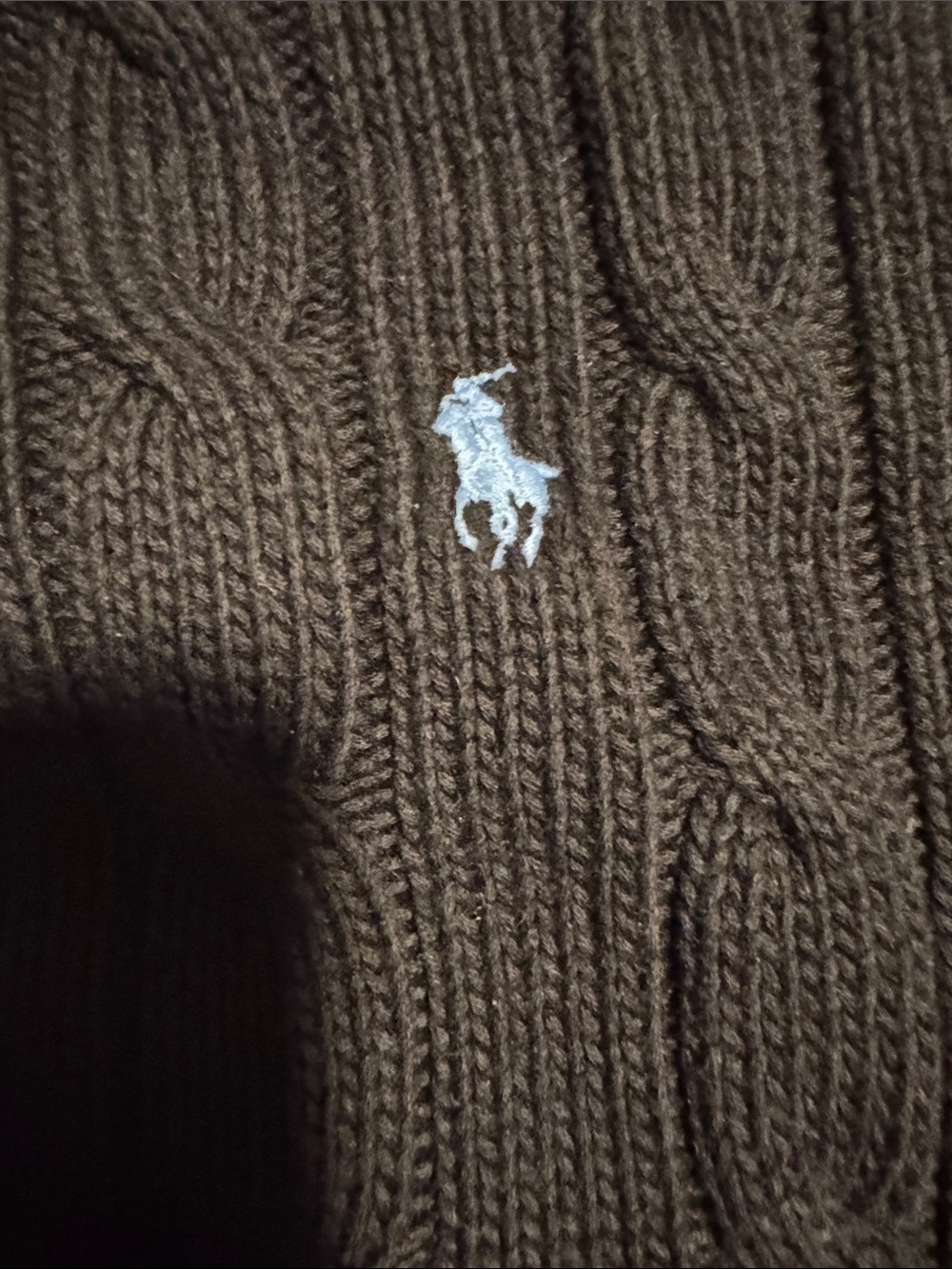 Polo by Ralph Lauren Blue Cable-Knit Crewneck Sweater with Light-Blue Pony - Picture 3 of 3